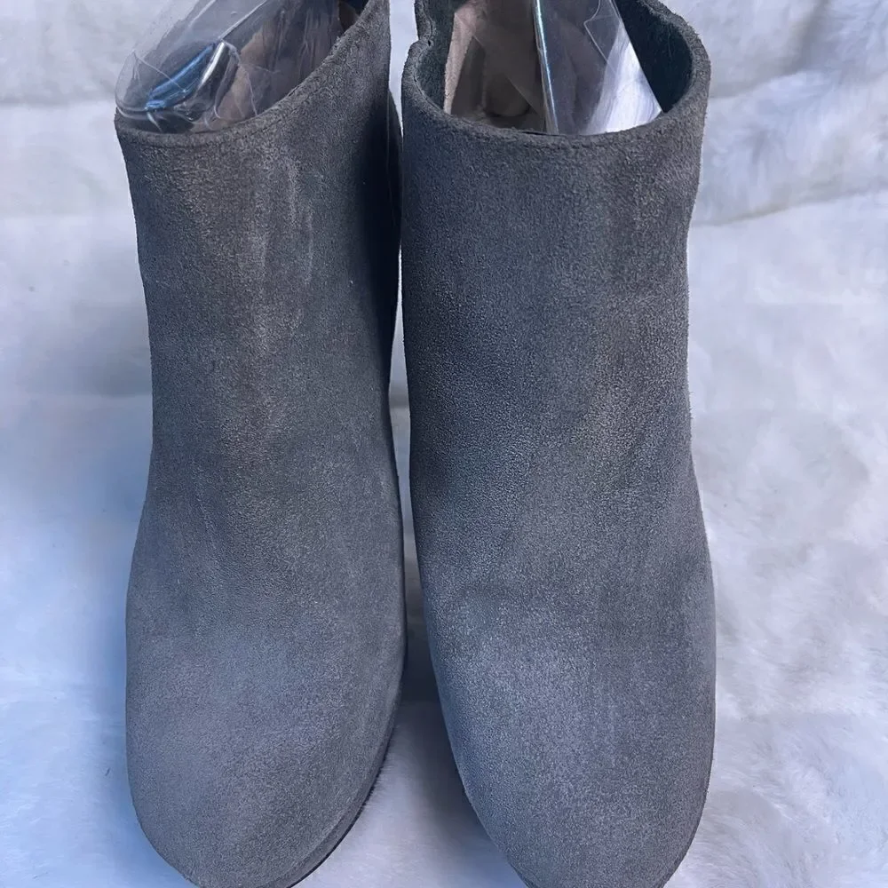 Michael Kors gray leather suede ankle platform boots with back zipper si…